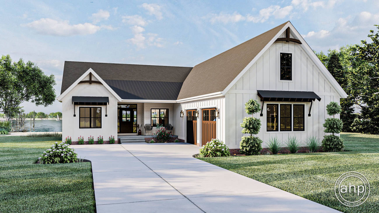 1 Story Modern Farmhouse Style Plan | Lakeland