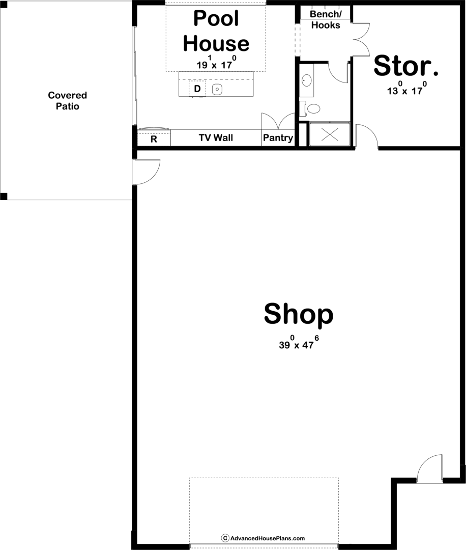 Traditional Pool House With Shop | Arcadia