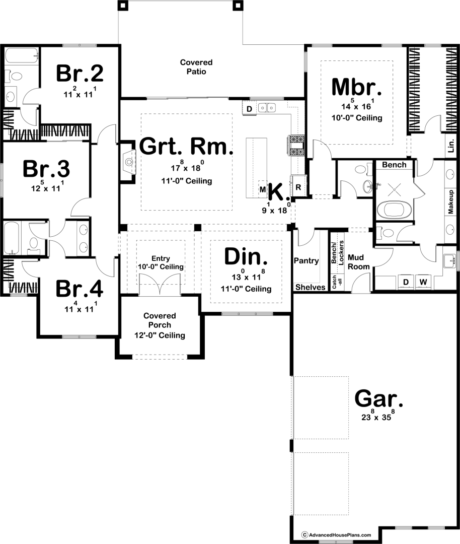 1 Story Mediterranean Style House Plan | Palm Harbor