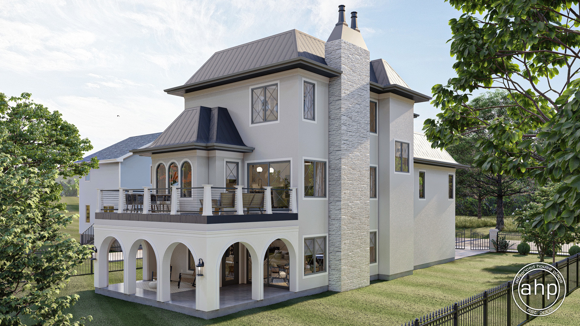 3 Story French Country Style House Plan | Chateaubriant