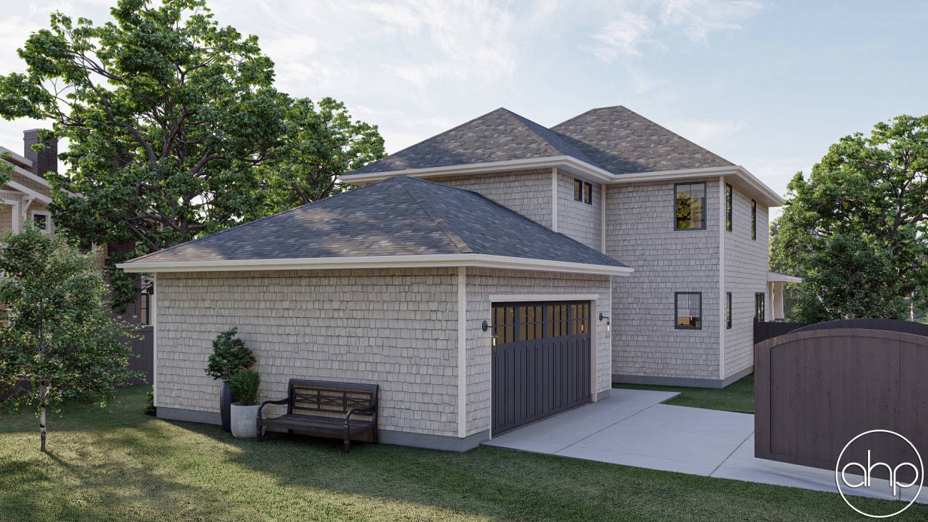 Craftsman Style 2 Story House Plan w/ Rear Garage, image size:1300x731