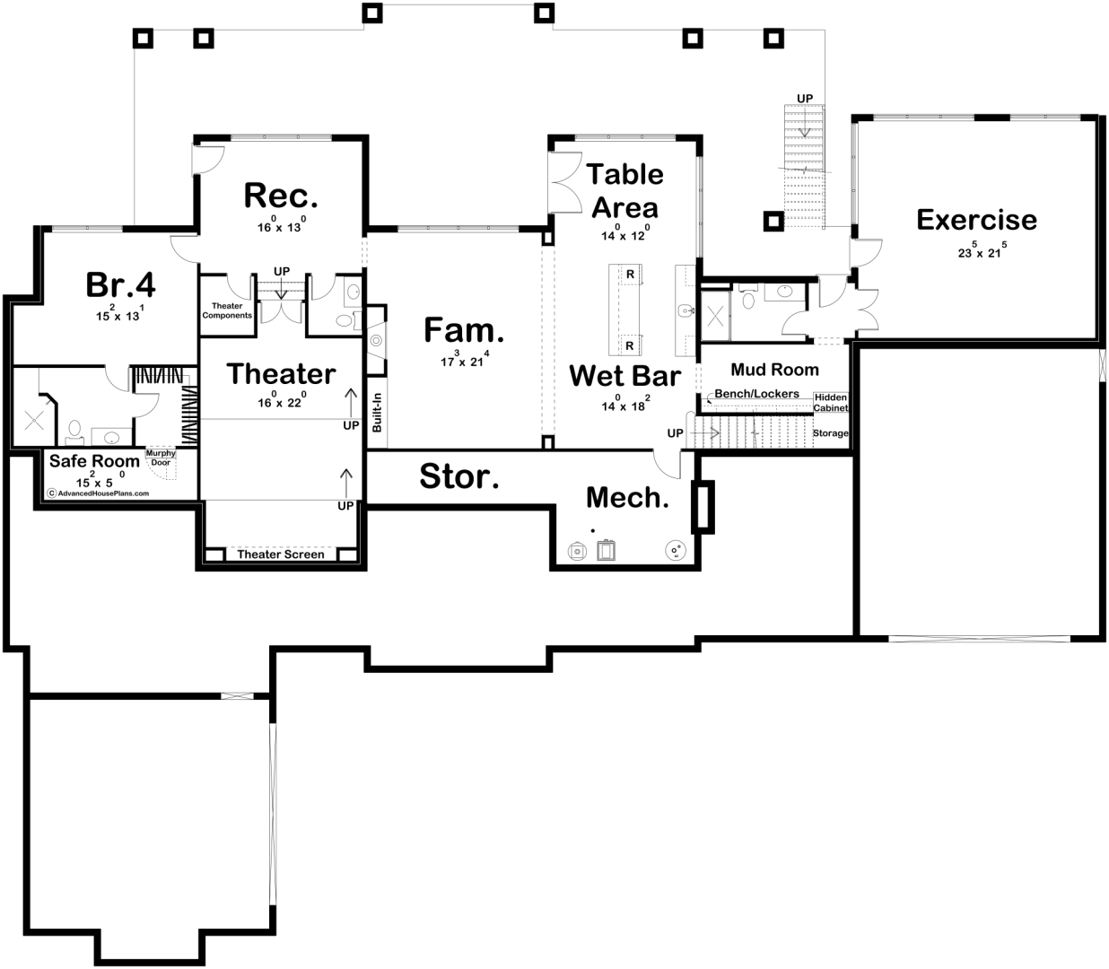 1 Story Beach-Lake Style House Plan with In-Law Suite | Ridgewood