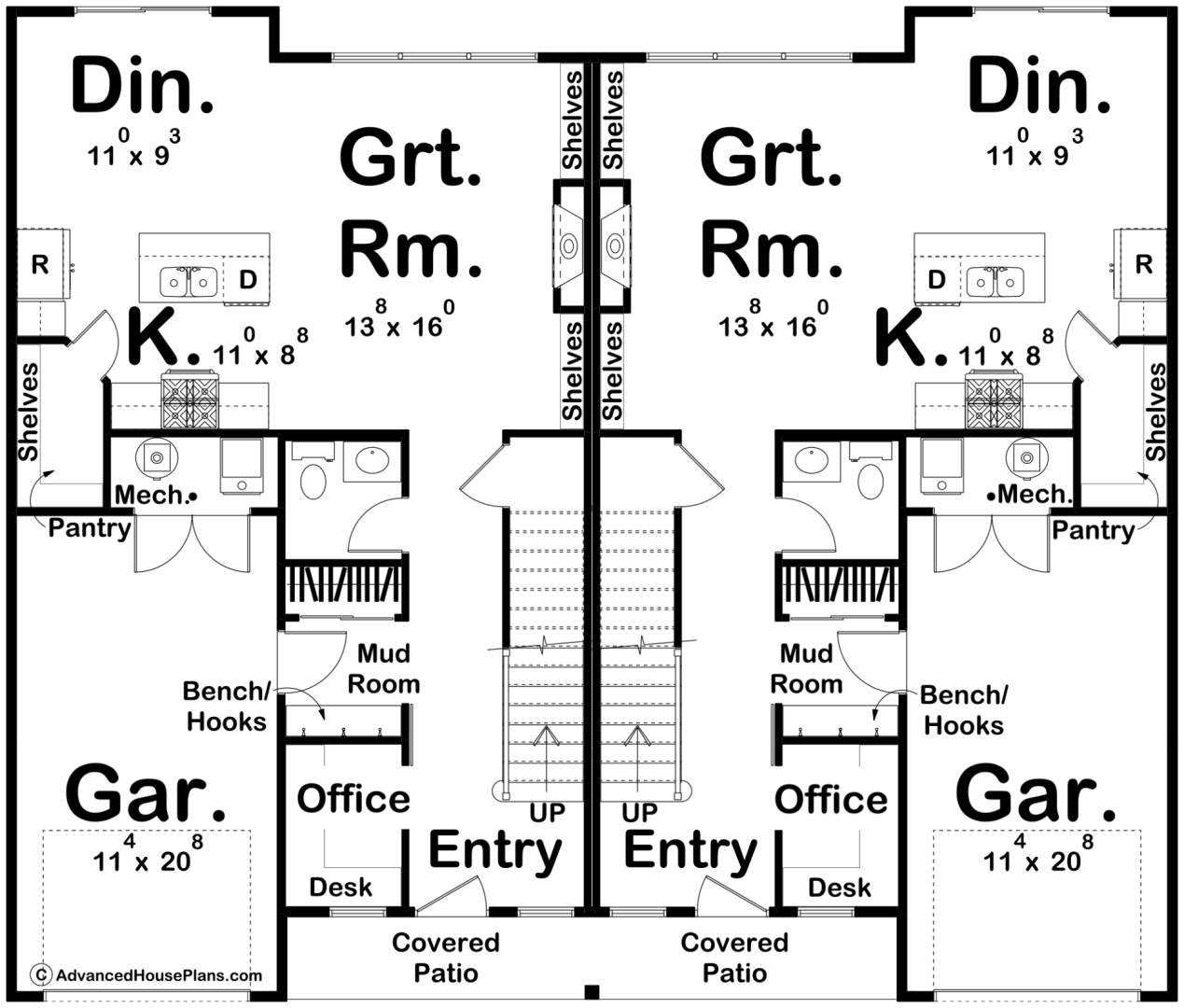 Modern Farmhouse Style Duplex House Plan | Stoney Creek