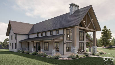 Modern Farmhouse Style Barndominium House Plan | Marion