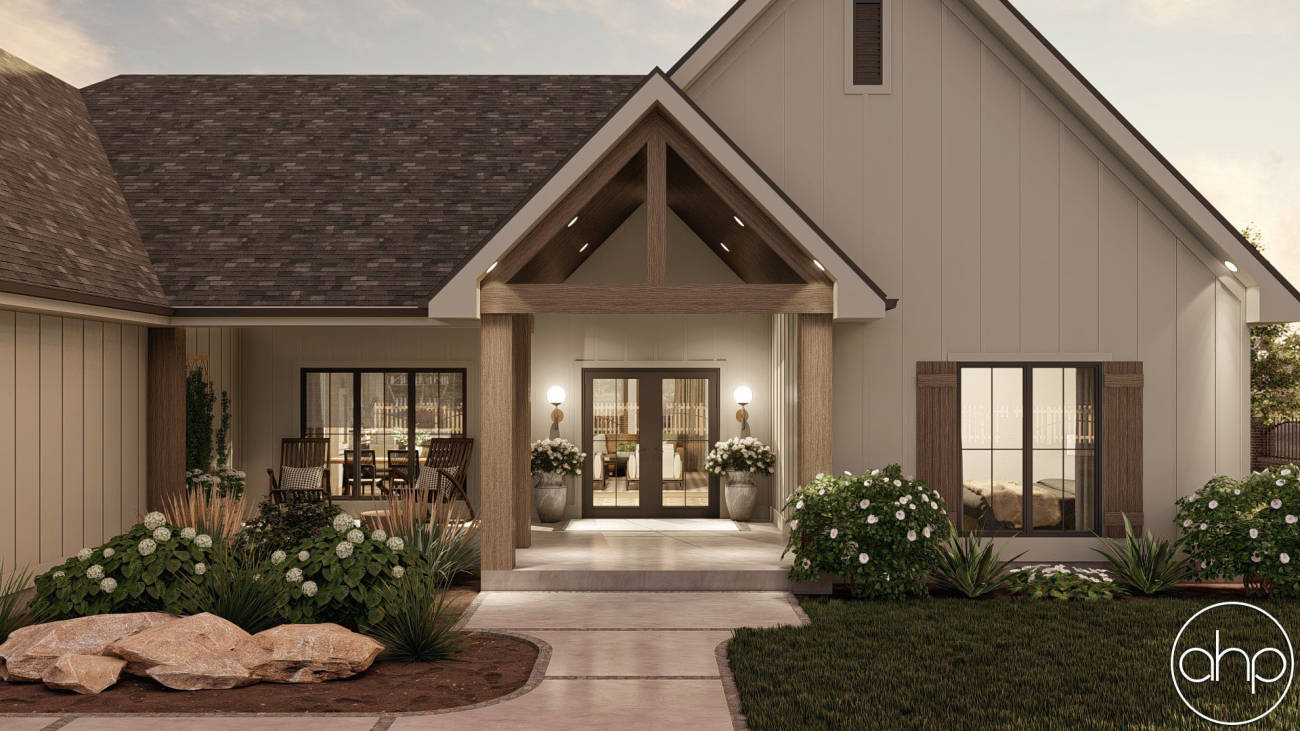 Modern Farmhouse Style House Plan | Montara, image size:1300x731