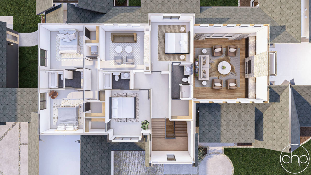 Modern Cottage Style House Plan | Grandview, image size:1300x731