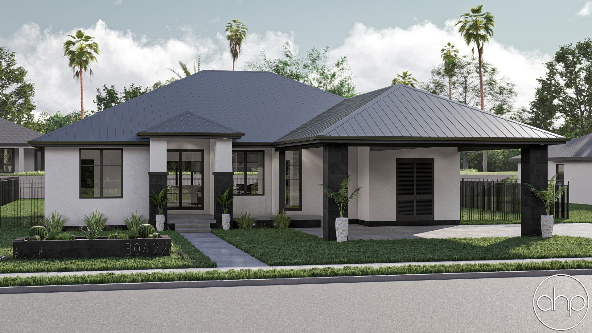 Modern Style House Plan w/ Carport