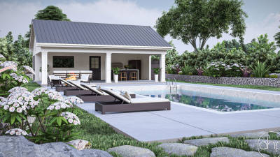 Modern Farmhouse Style Pool House Plan | Livermore
