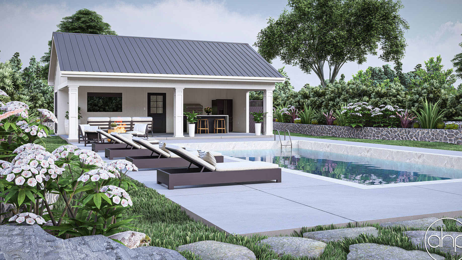 Modern Farmhouse Style Pool House Plan | Livermore