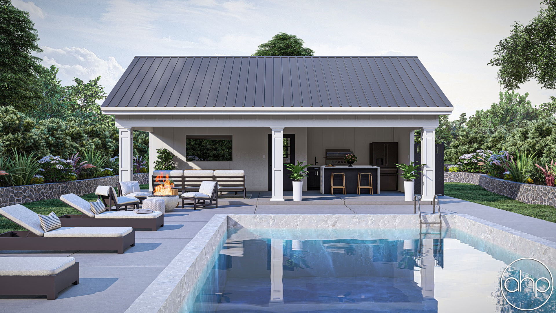 Modern Farmhouse Style Pool House Plan | Livermore