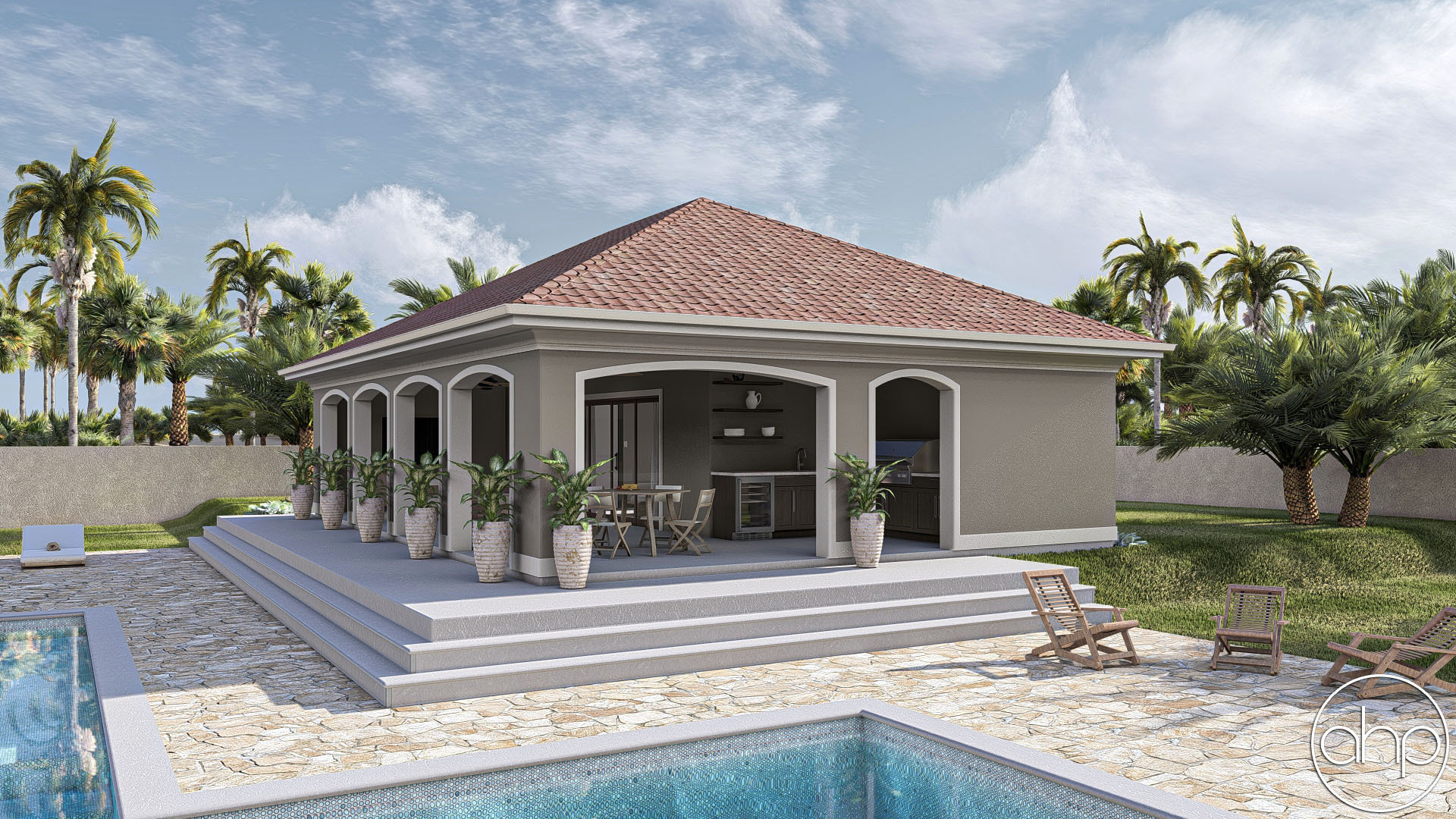 Mediterranean Style Pool House Plan | Ruhlman